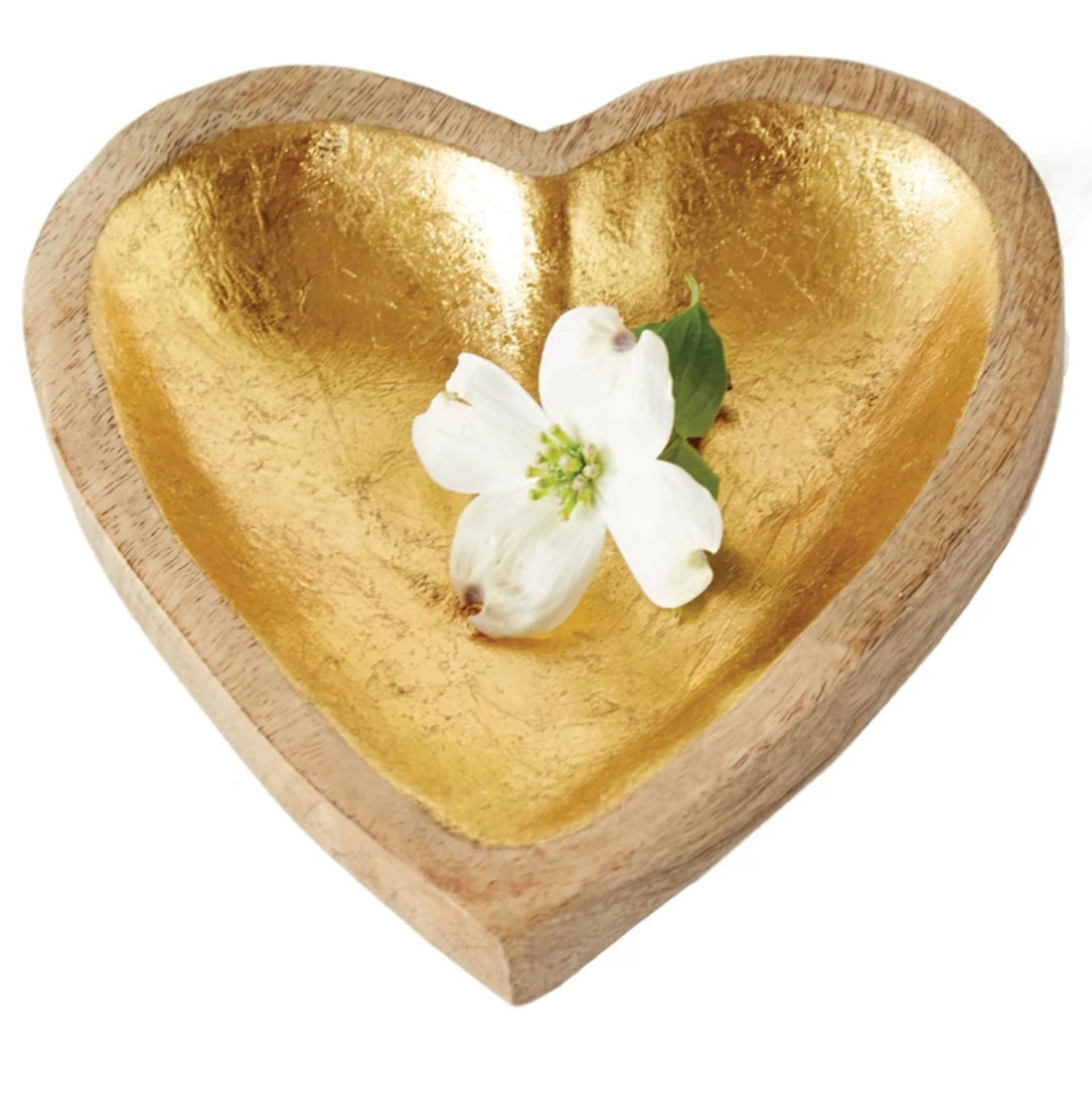 Decorative Mango Wood Heart Bowl 8” L 7.5” W